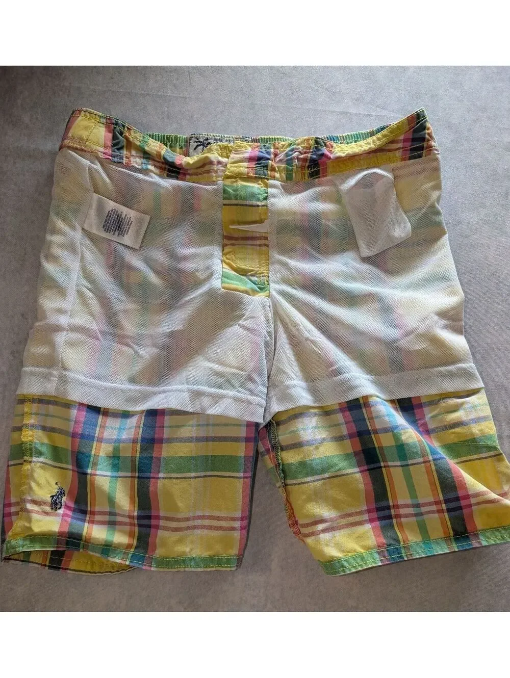 Vintage 90s/Y2K Polo Ralph Lauren Rainbow Madras Swim Trunks